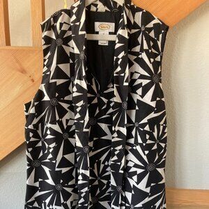 70s Geometric Print, Cotton/Silk Makeup, Talbots Work Wear, Sleeveless Blouse